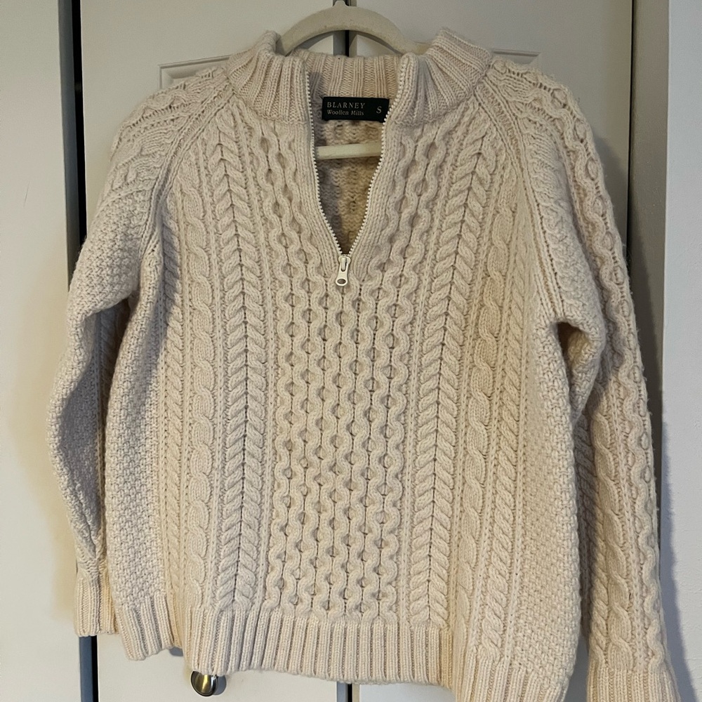 Blarney Women's Cream Cable Knit Turtleneck Sweater